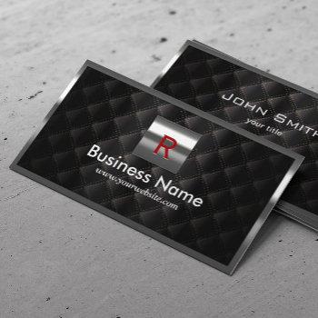 construction steel border monogram luxury black business card