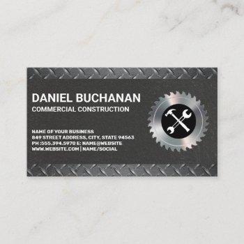 construction tools | diamond plated steel business card
