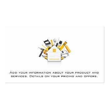 Small Construction Tools Supplies Business Card Back View