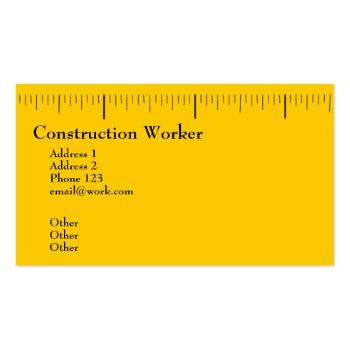 Small Construction Worker Business Card Front View
