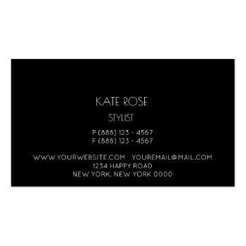 Small Contemporary Modern Black Silver Frame Vip Business Card Back View