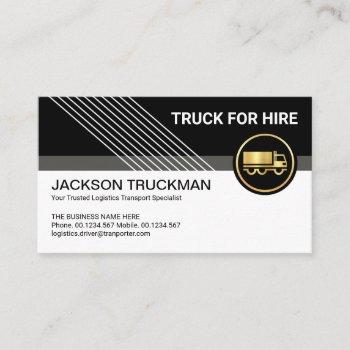 contemporary modern stylish slanting lines trucker business card