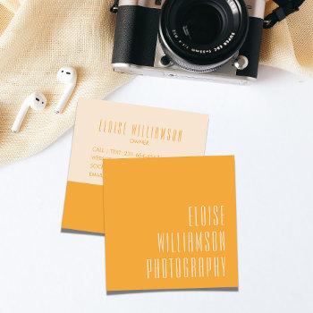 contemporary trendy chic bold typography yellow qr square business card