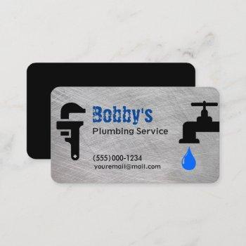 contractor plumbing service chrome design business business card