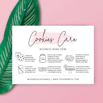 cookies care instructions blush pink watercolor business card
