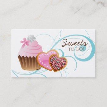 cookies cupcake bakery cute swirl modern blue business card