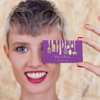 cooking personal chef restaurant catering purple business card