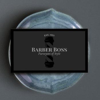 cool black barber shop pole barbershop business card