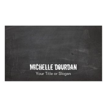 Small Cool Chalkboard Look Grunge Black Business Card Front View
