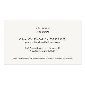 Small Cool Cork  Sommelier Wine Expert Business Card Back View