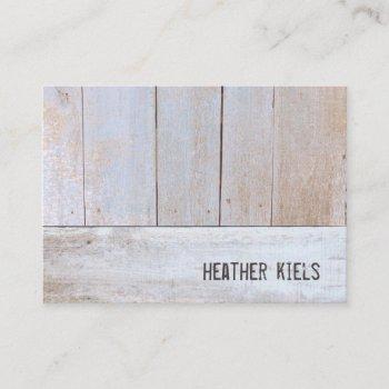 Small Cool Country Rustic Reclaimed Wood Business Card Front View