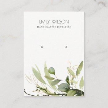 cool green gold foliage grove earring display business card