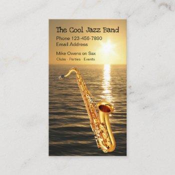 cool jazz sunset saxophone theme business card