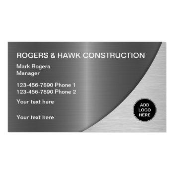 Small Cool Metallic Construction Business Cards Front View
