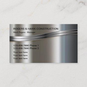 cool metallic construction business cards
