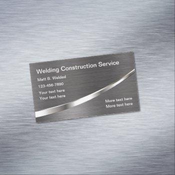 cool metallic look welding construction business card magnet