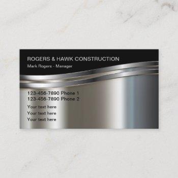 cool metallic looking construction business cards