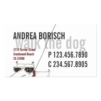 Small Cool Modern Dog Walker Business Card Template Front View