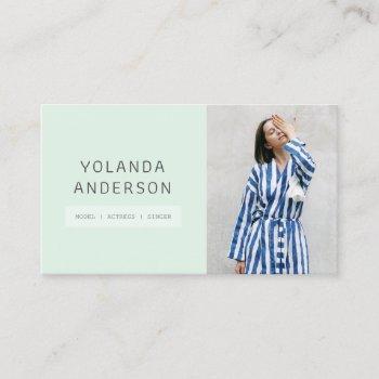 cool modern mint fashion stylist actor model photo business card