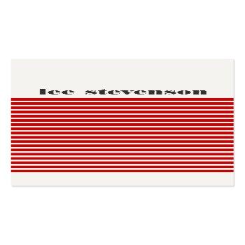 Small Cool Modern Red And Black Striped Hip Business Card Front View