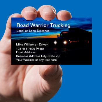 cool night drive truck driver trucking service business card