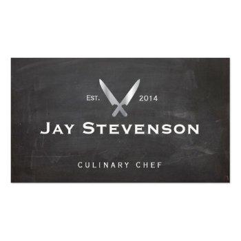 Small Cool Personal Chef Knife Black Catering Logo Business Card Front View