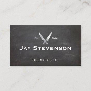 cool personal chef knife black catering logo business card