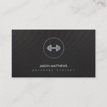 cool personal trainer dumbbell black business card