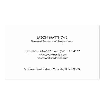 Small Cool Personal Trainer Dumbbell Logo Fitness Business Card Back View