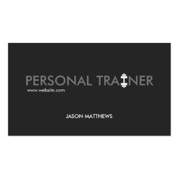 Small Cool Personal Trainer Dumbbell Logo Fitness Business Card Front View