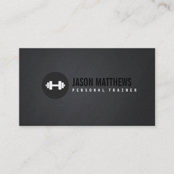 cool personal trainer white dumbbell logo fitness business card