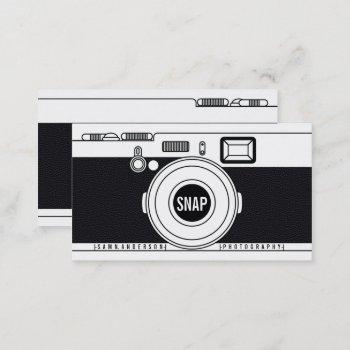 Small Cool Photographer Camera Modern Black Illustration Business Card Front View