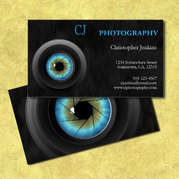 cool photography blue eye camera lens photographer business card