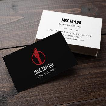 cool red & black guitar instructor business card