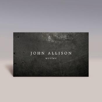 cool rustic guy's black scratched metal business card