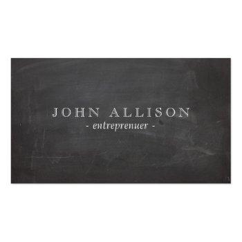 Small Cool Rustic Vintage Guy's Black Chalkboard Business Card Front View