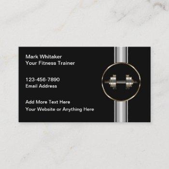 cool silver tone barbell fitness training business card