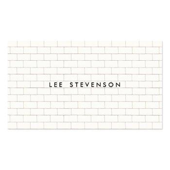 Small Cool Subway Tile Pattern White Business Card Front View
