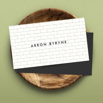 cool subway tile pattern white business card