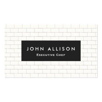 Small Cool Subway Tile Personal Chef And Catering Business Card Front View