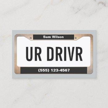 cool taxi service car licensed plate business card