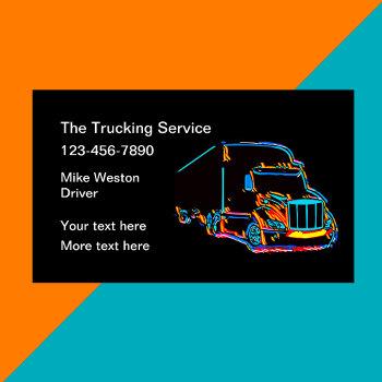 cool trucking service truck driver business card
