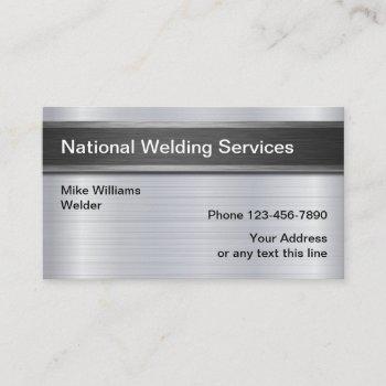 cool welding services metallic look business card