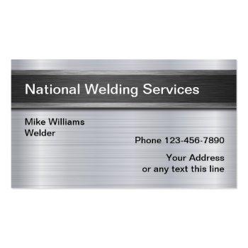 Small Cool Welding Services Metallic Look Business Card Front View