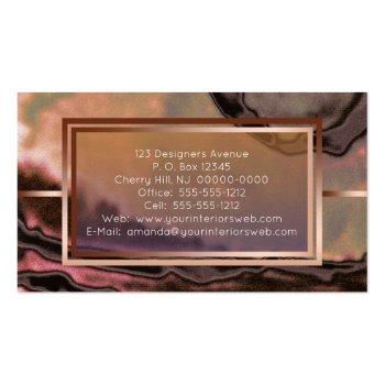 Small Copper Modern Watercolor Interior Design Business Business Card Back View