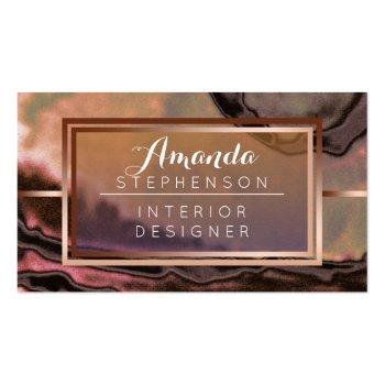 Small Copper Modern Watercolor Interior Design Business Business Card Front View