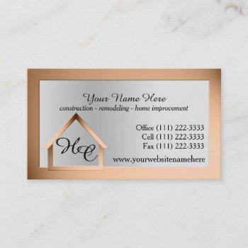 copper steel house building with monogram business card
