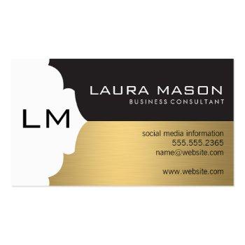 Small Corporate Gold Black With Monogram Business Card Front View
