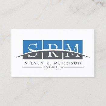 corporate professional stylized monogram blue/gray business card
