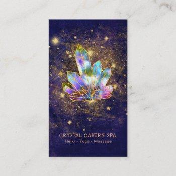 *~* cosmic rainbow crystals gold glitter stars business card